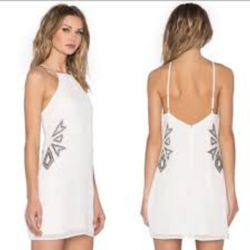 NBD ivory mini dress, lined, starburst beading NEW WITH TAGS. SZ XS - Picture 1 of 8